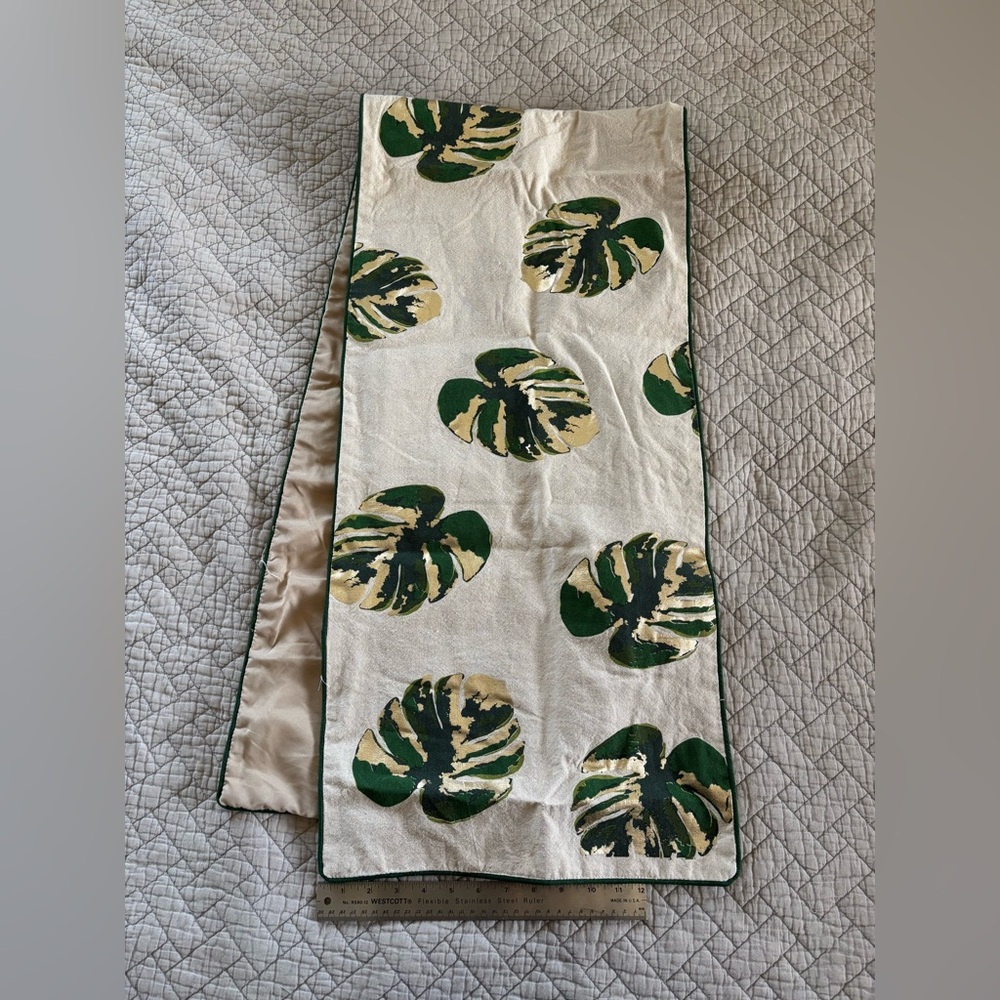 Green and Gold Banana Leaf Table Runner
